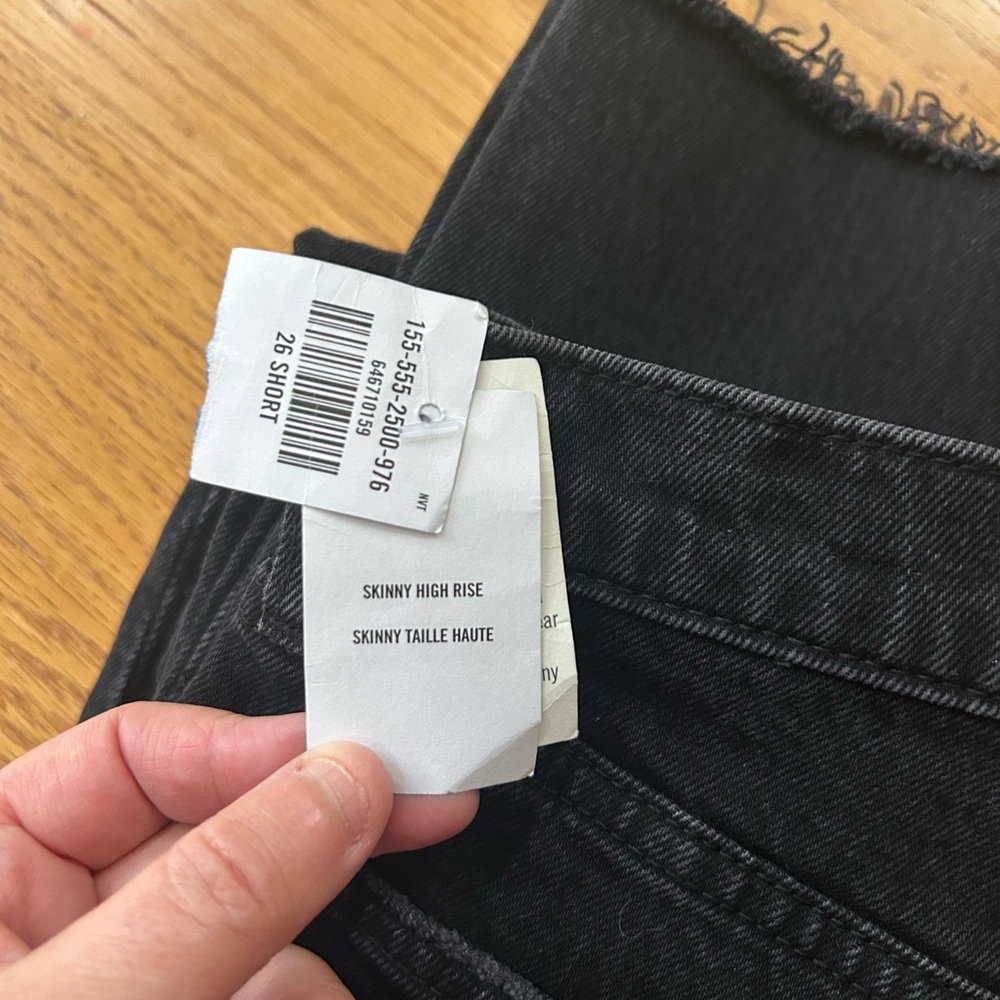 NWT Abercrombie & Fitch Jeans Size 26 Short Skinny High Rise Black‎ Distressed - Picture 8 of 9